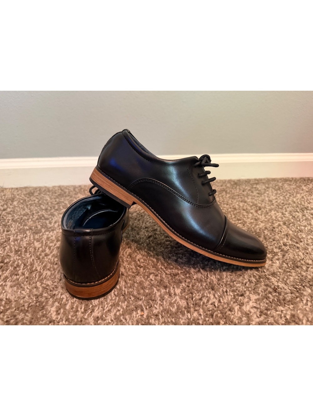 New Bruno Marc Black Leather Oxford Shoes Sz 5